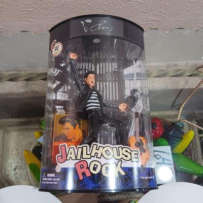 ELVIS NIB JAILHOUSE ROCK DOLL AND 2 COLLECTOR'S PLATES