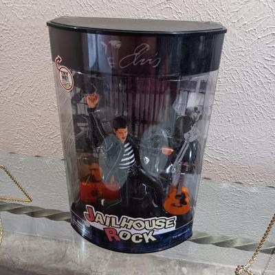 ELVIS NIB JAILHOUSE ROCK DOLL AND 2 COLLECTOR'S PLATES