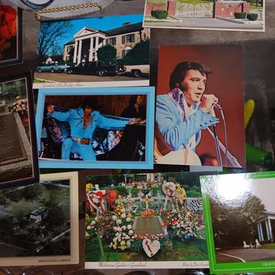 METAL ELVIS LUNCH BOX, T-SHIRT MEDIUM, POSTCARDS & PLATE