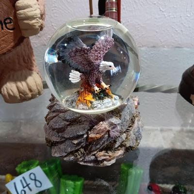 OWL & BEAR STATUE, EAGLE SNOWGLOBE & MORE