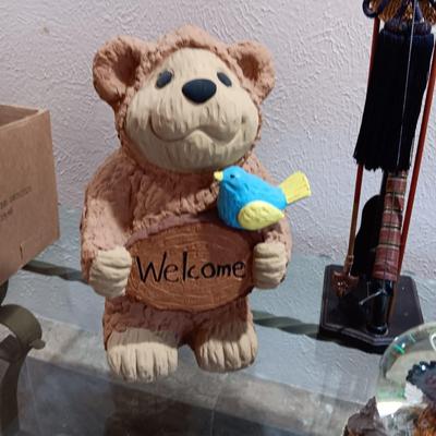 OWL & BEAR STATUE, EAGLE SNOWGLOBE & MORE
