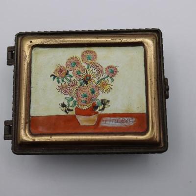Kelvin Chen Hand Painted Van Gogh's Sunflowers Jewelry/Trinket Box