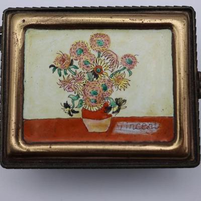 Kelvin Chen Hand Painted Van Gogh's Sunflowers Jewelry/Trinket Box