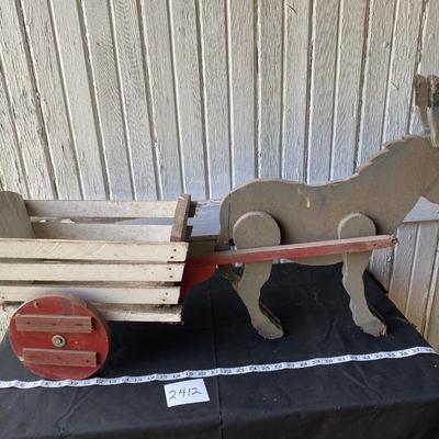 Wooden Donkey and Wagon