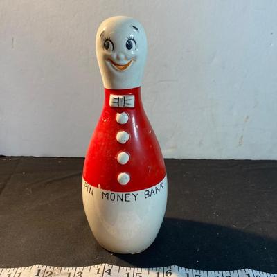 Vintage Lefton Bowling Pin Money Bank