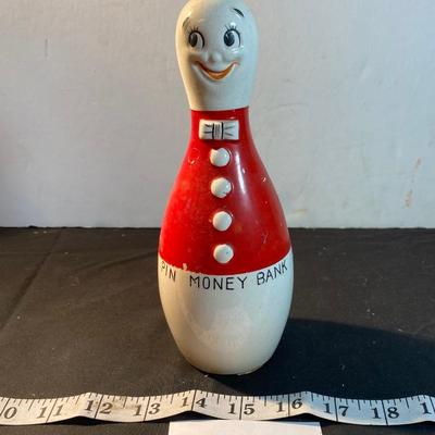 Vintage Lefton Bowling Pin Money Bank
