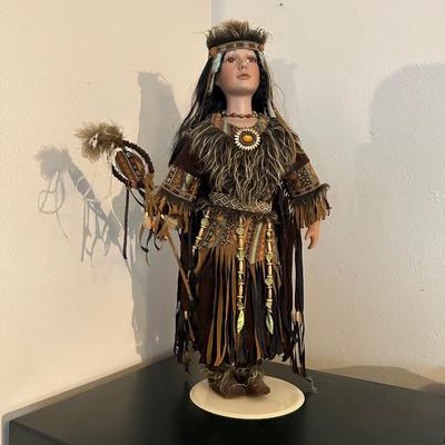 31" NATIVE AMERICAN PORCELAIN DOLL