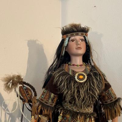 31" NATIVE AMERICAN PORCELAIN DOLL