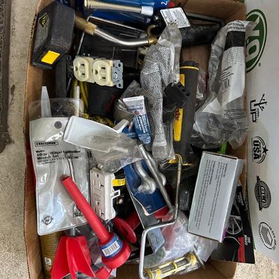 HUSKY IMPACT WRENCH, RIDGID PALM SANDER, DRILL BITS AND BOXES FROM THE CATCH ALL DRAWERS