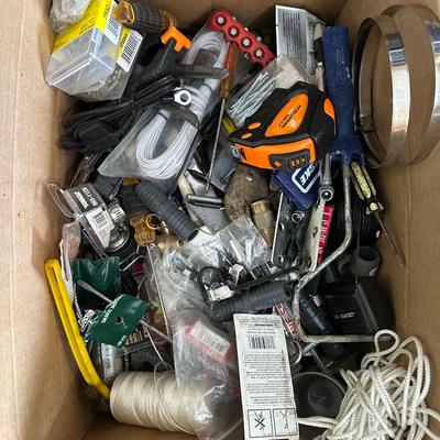 HUSKY IMPACT WRENCH, RIDGID PALM SANDER, DRILL BITS AND BOXES FROM THE CATCH ALL DRAWERS