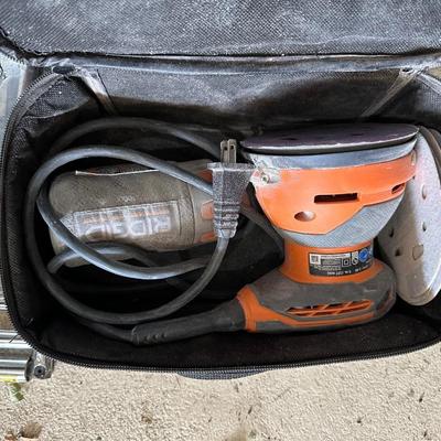 HUSKY IMPACT WRENCH, RIDGID PALM SANDER, DRILL BITS AND BOXES FROM THE CATCH ALL DRAWERS