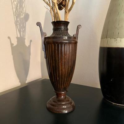 2 MATCHING VASES WITH 1 METAL VASE