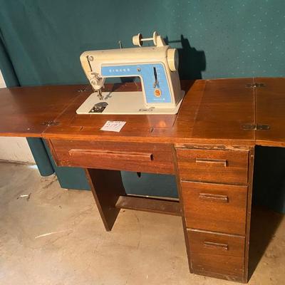 Sewing Cabinet with Singer Machine