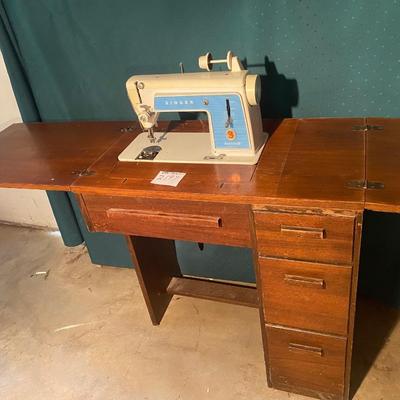 Sewing Cabinet with Singer Machine
