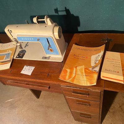 Sewing Cabinet with Singer Machine