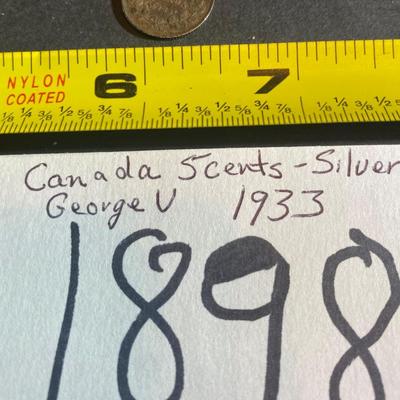 1933 George V Canadian 5 Cents