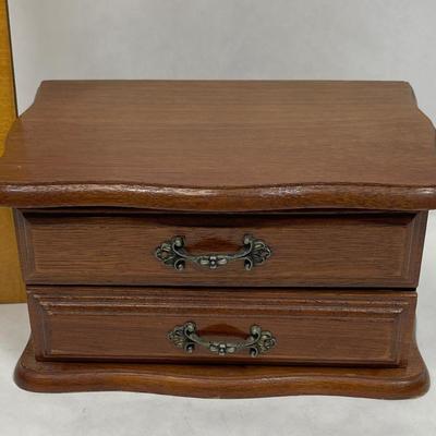 Wood Jewelry Box with Top Lid and 1 Drawer