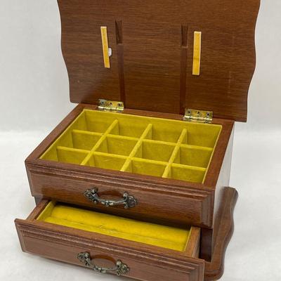 Wood Jewelry Box with Top Lid and 1 Drawer
