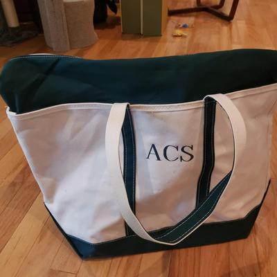 Four L.L. Bean Boat and Tote Monogrammed Canvas Bags (LLR-KD)