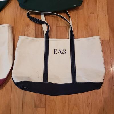 Four L.L. Bean Boat and Tote Monogrammed Canvas Bags (LLR-KD)