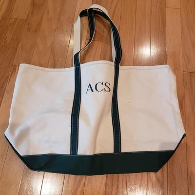 Four L.L. Bean Boat and Tote Monogrammed Canvas Bags (LLR-KD)