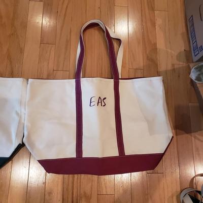 Four L.L. Bean Boat and Tote Monogrammed Canvas Bags (LLR-KD)