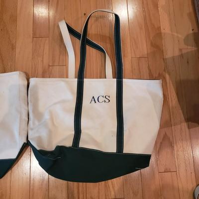 Four L.L. Bean Boat and Tote Monogrammed Canvas Bags (LLR-KD)