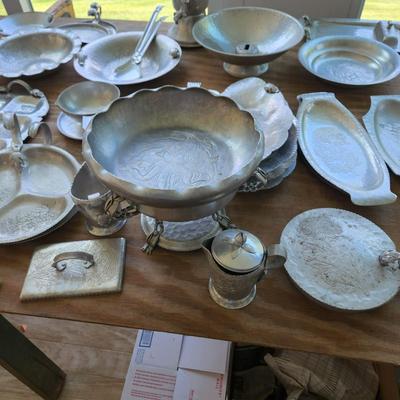 Massive Lot of Continental Silver Co Hammered Aluminum