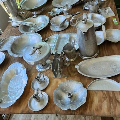 Massive Lot of Continental Silver Co Hammered Aluminum