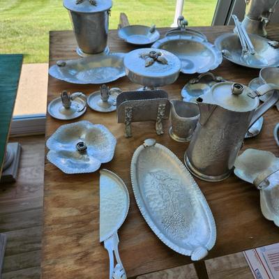 Massive Lot of Continental Silver Co Hammered Aluminum