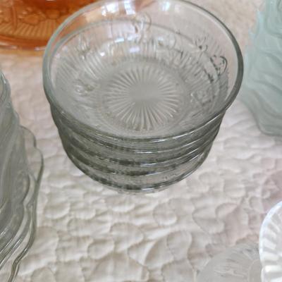 Large Collection Iris Herringbone Glassware Plates, Bowls, Cups, and More