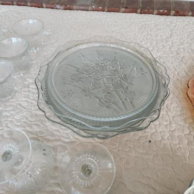 Large Collection Iris Herringbone Glassware Plates, Bowls, Cups, and More