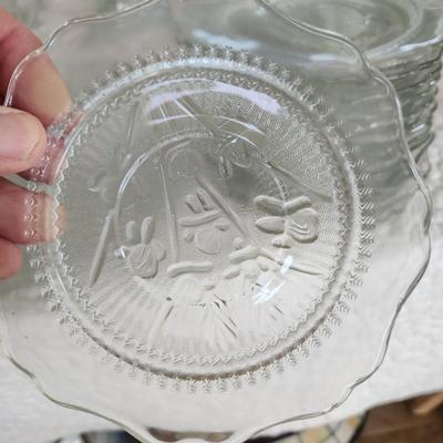 Large Collection Iris Herringbone Glassware Plates, Bowls, Cups, and More
