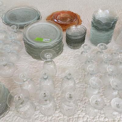 Large Collection Iris Herringbone Glassware Plates, Bowls, Cups, and More