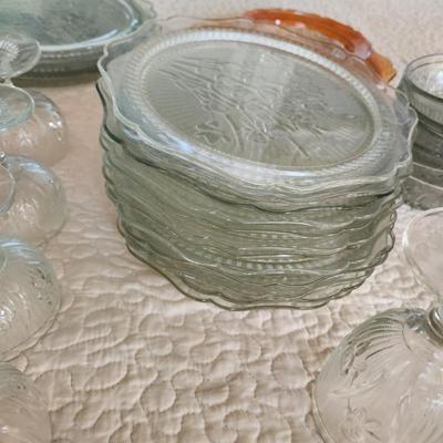Large Collection Iris Herringbone Glassware Plates, Bowls, Cups, and More