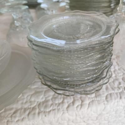 Large Collection Iris Herringbone Glassware Plates, Bowls, Cups, and More