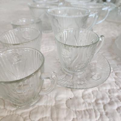 Large Collection Iris Herringbone Glassware Plates, Bowls, Cups, and More