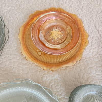Large Collection Iris Herringbone Glassware Plates, Bowls, Cups, and More