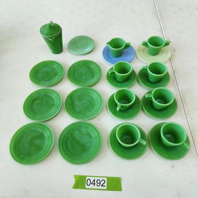 Lot of Green Jadeite Agate Mini Children Glassware