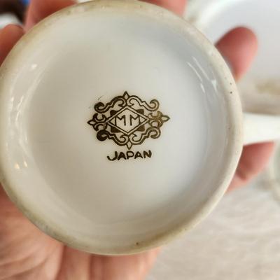 Collection of MM Japan China Cups Saucers Serving Plates Creamer Sugar and more