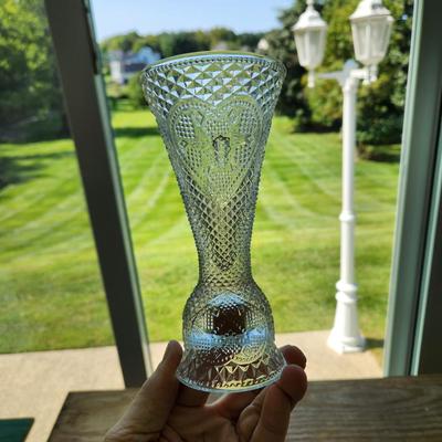 10 Fostoria cut Glass Hearts Vase / Candleholder