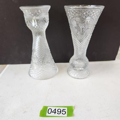 10 Fostoria cut Glass Hearts Vase / Candleholder