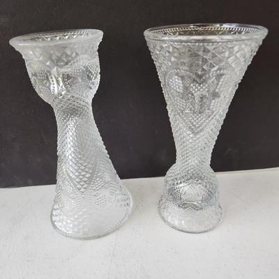 10 Fostoria cut Glass Hearts Vase / Candleholder