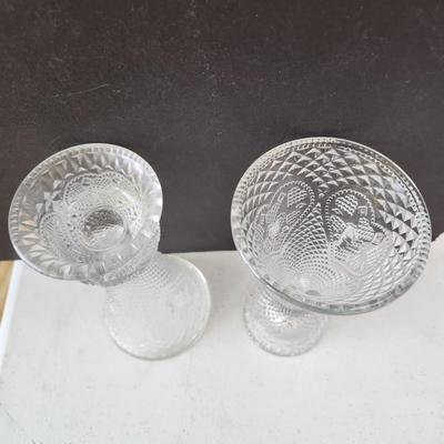 10 Fostoria cut Glass Hearts Vase / Candleholder