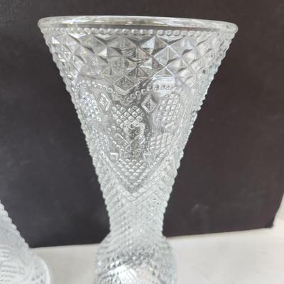 10 Fostoria cut Glass Hearts Vase / Candleholder