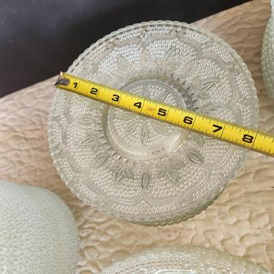 Large Collection of Depression Glass Daisy Plates, Cup, Saucer Bowls