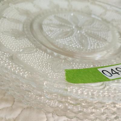 Large Collection of Depression Glass Daisy Plates, Cup, Saucer Bowls
