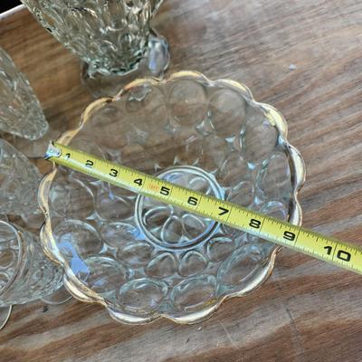 Lot of Jeannetta Glass Thumbprint Glassware Pitchers Glasses, Bowl