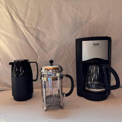 DeLonghi Caffe Elite Coffee Maker, Mr. Coffee Thermal Carafe, and a French Press (K-DZ)