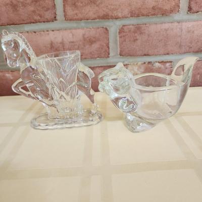 Lot of Glass Bowls cover dishes Turtle Turkey Santa Duck Horse Squirrel Rabbit